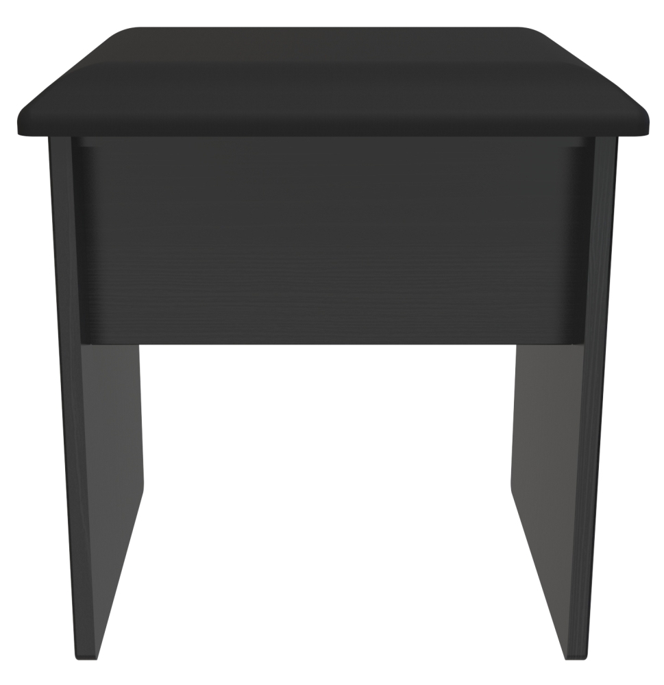 Rattan and Black Padded Dressing Stool