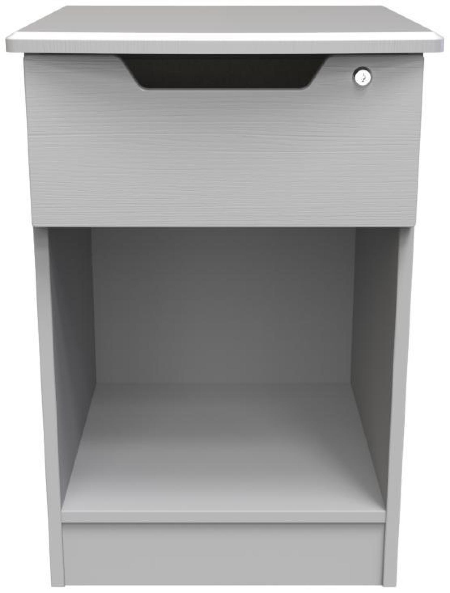 Bella Grey Ash 1 Drawer Bedside Table with Lock