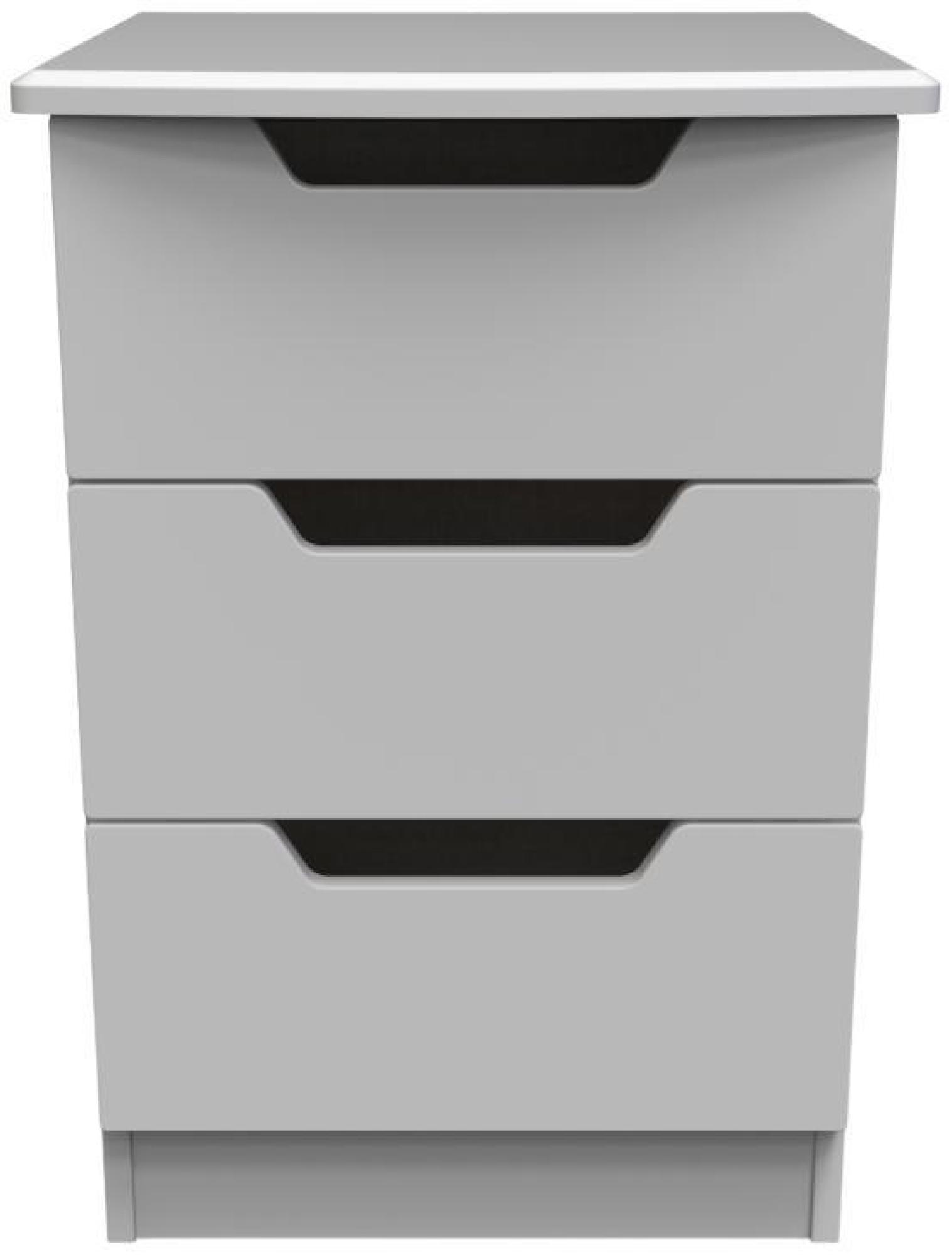 Bella Grey 3 Drawer Bedside Cabinet