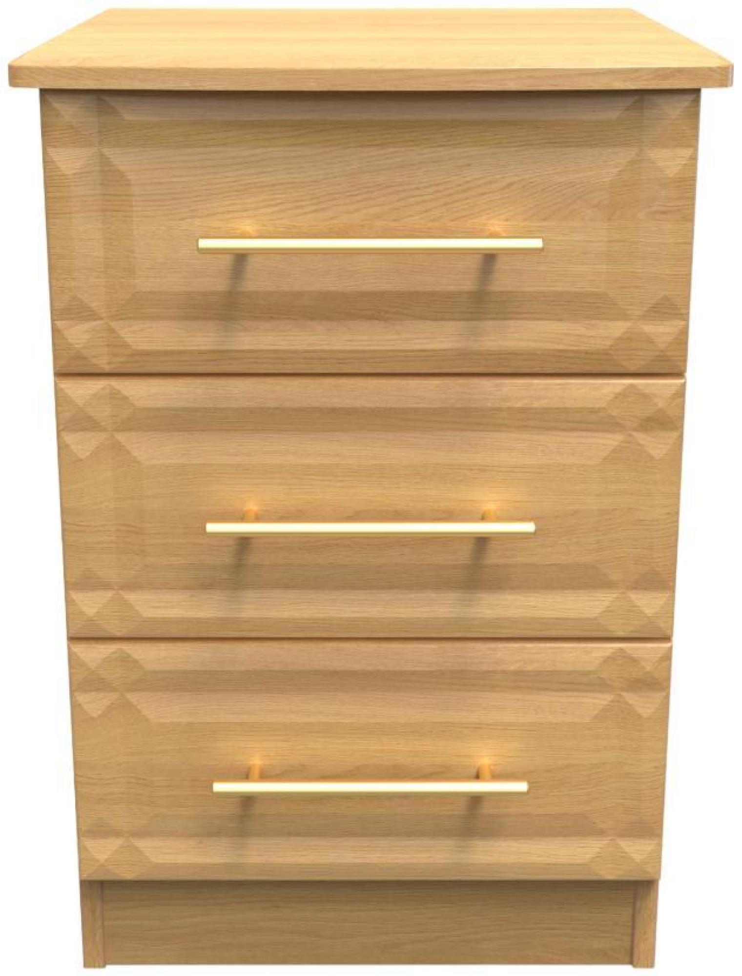 Faye Oak Effect 3 Drawer Beside Cabinet