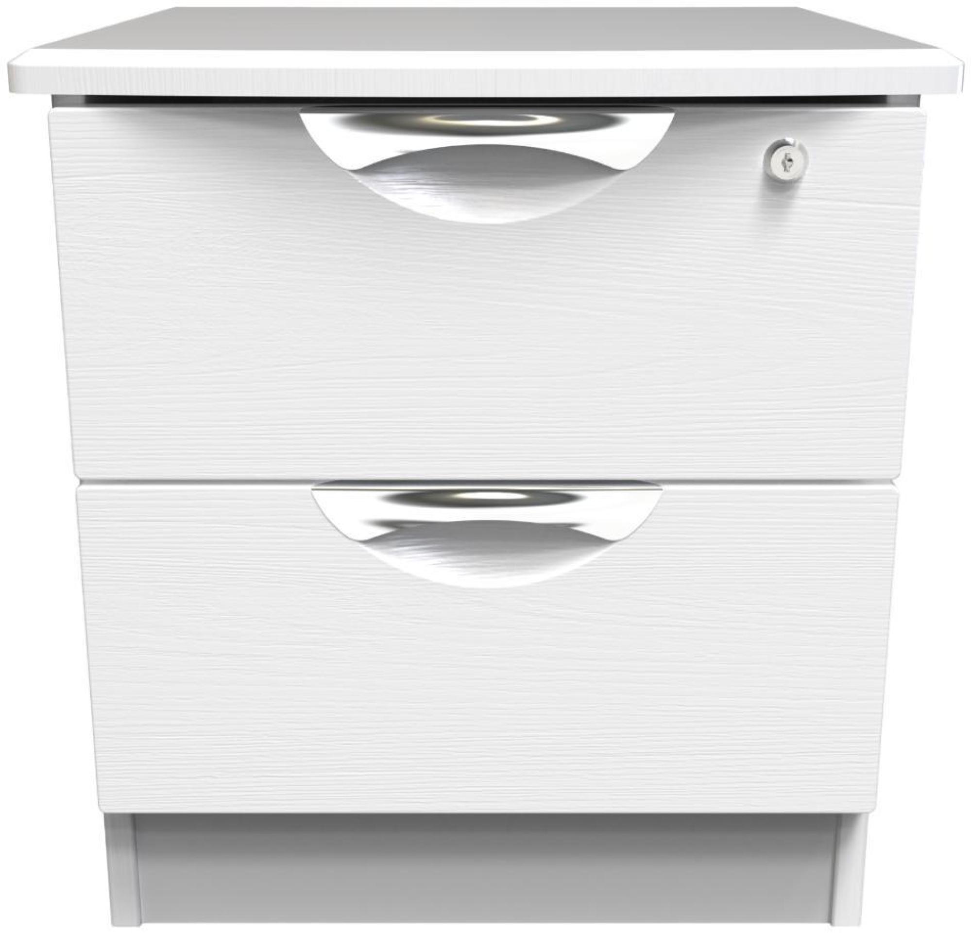 Flora White 2 Drawer Bedside Cabinet with Lock