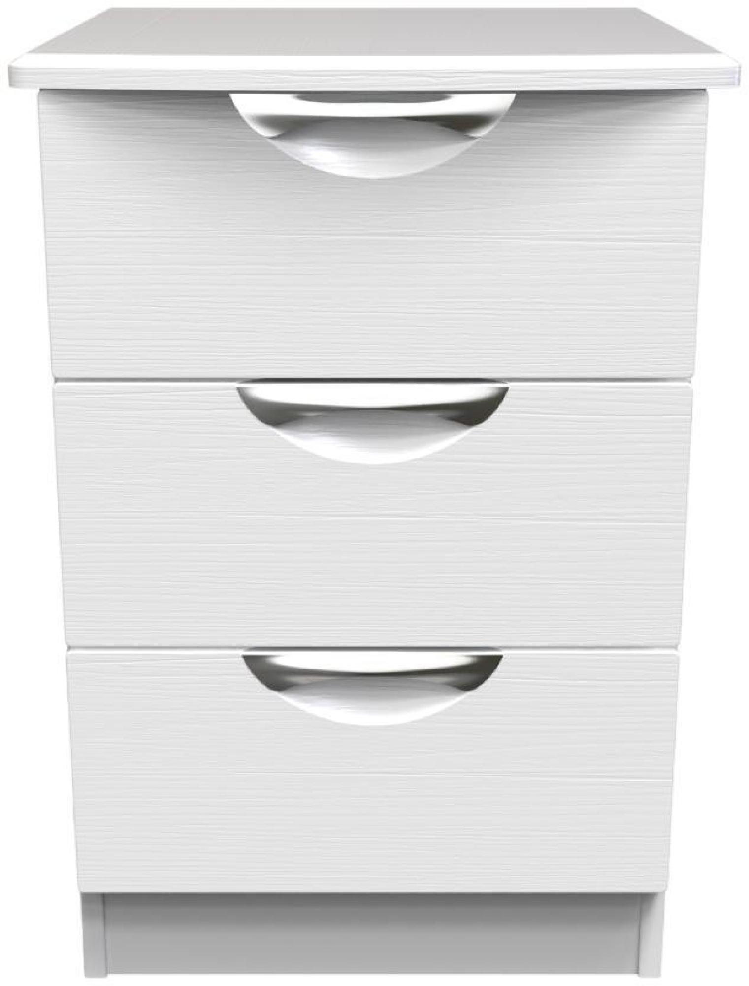 Flora White 3 Drawer Beside Cabinet