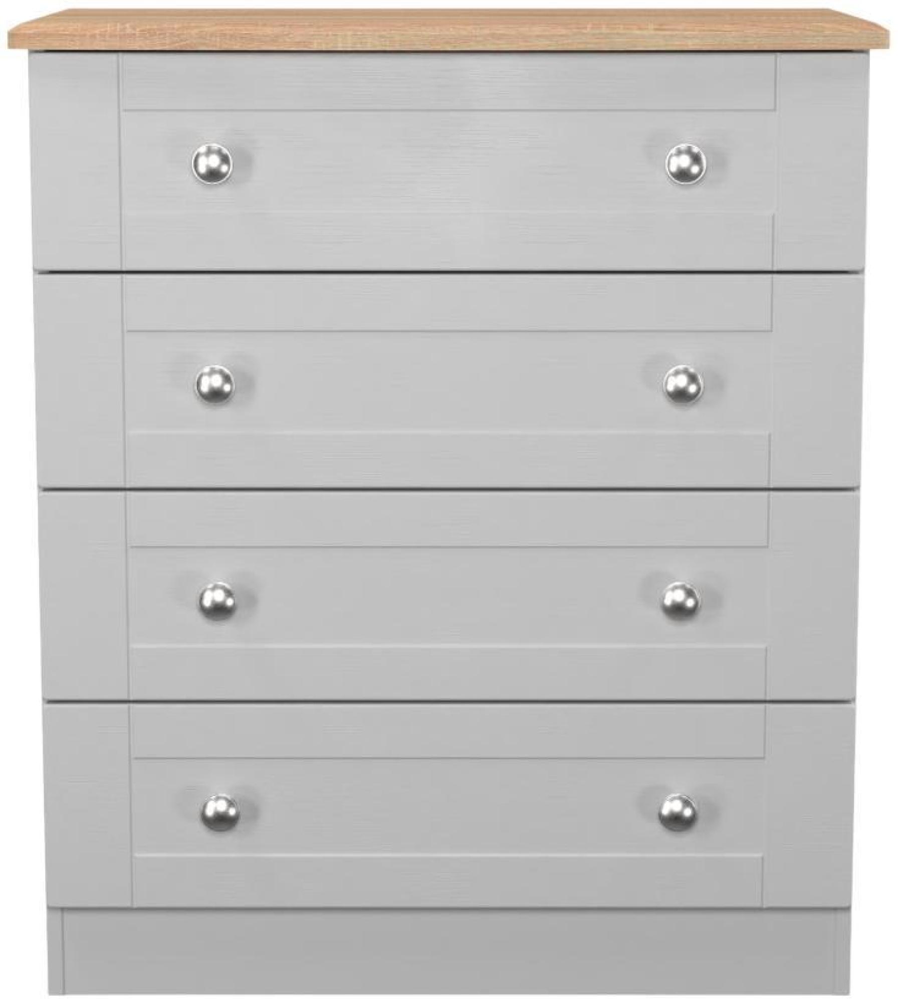 Sussex Grey and Oak Effect 4 Drawer Chest