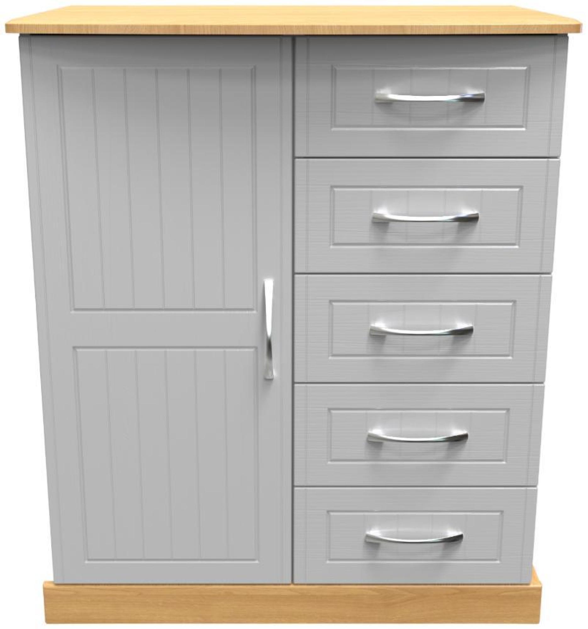 Whitney Oak Effect and Grey 1 Door Midi Wardrobe