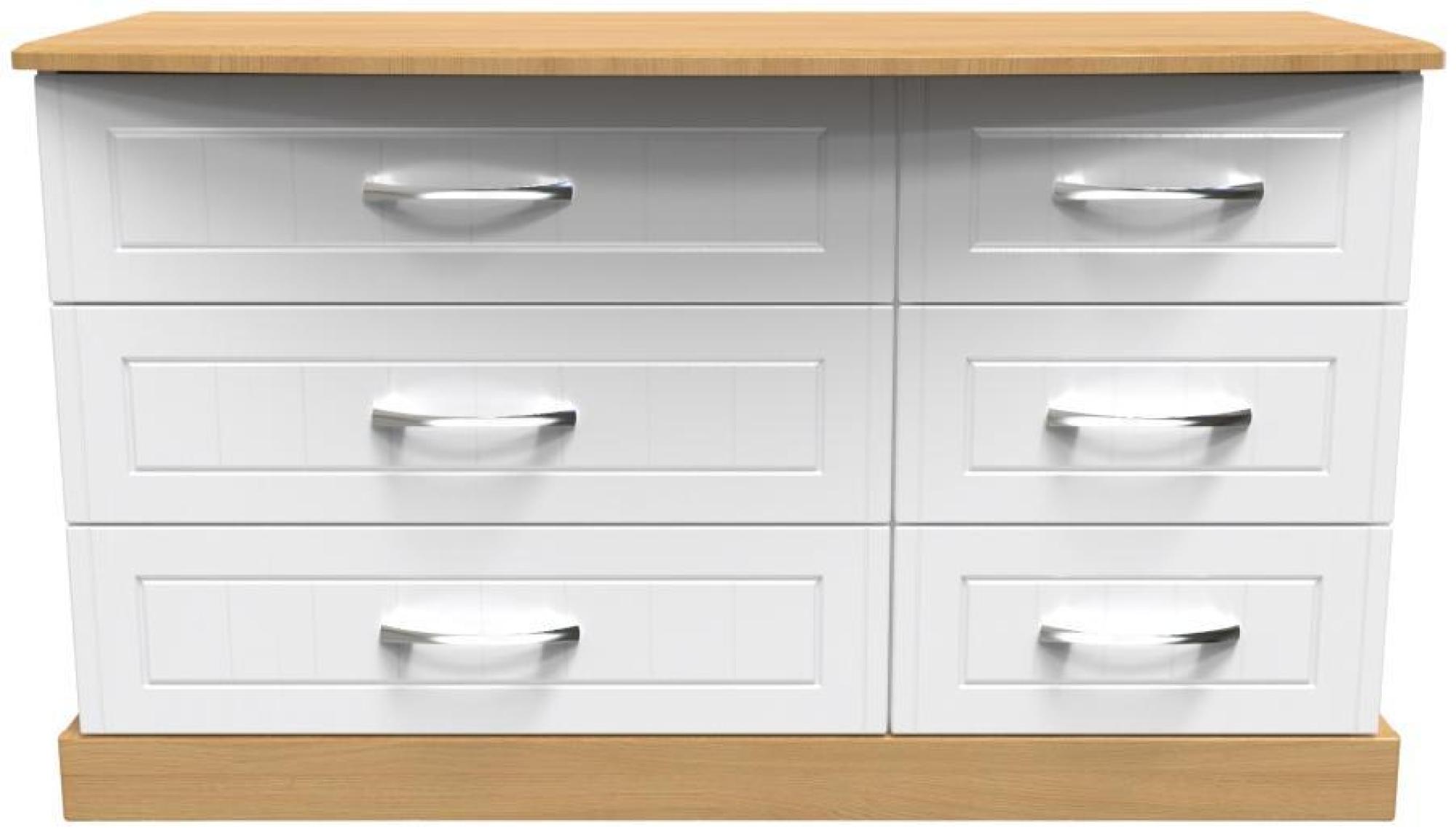 Whitney Oak Effect and White 6 Drawer Midi Dresser