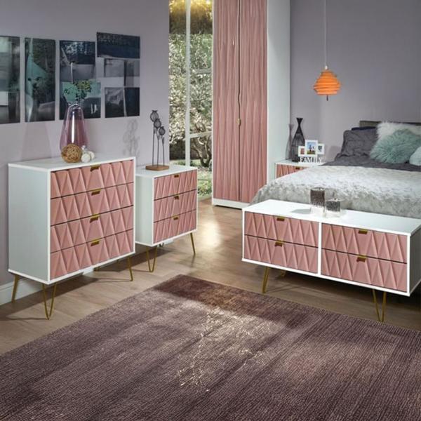 Welcome Furniture Diamond Kobe Pink and White Matt