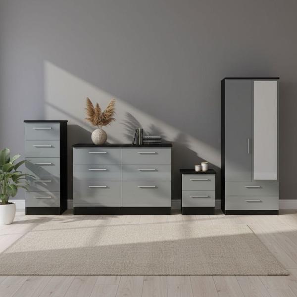 Welcome Furniture Knightsbridge High Gloss Grey and Black