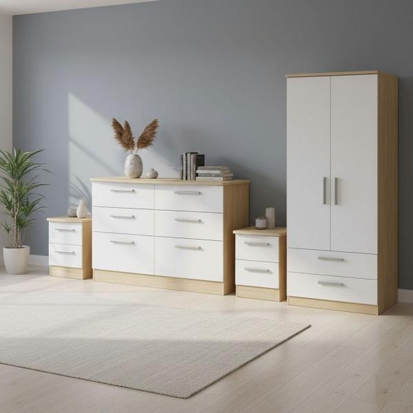 Welcome Furniture Knightsbridge High Gloss White and Light Oak