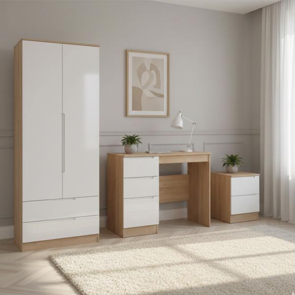 Welcome Furniture Milan White Gloss and Bardolino
