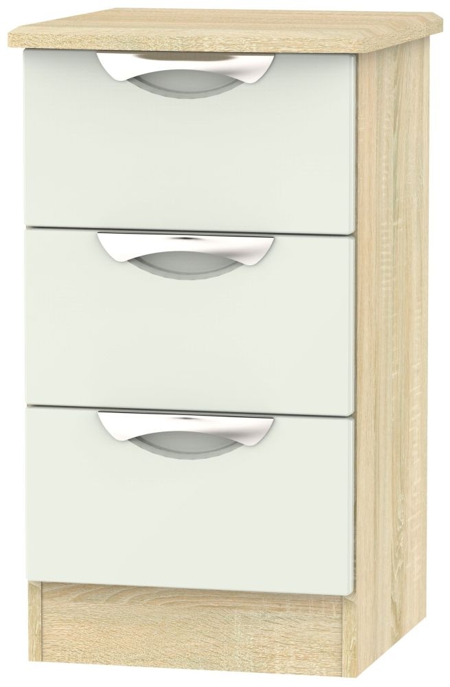 Camden Cashmere and Oak Effect 3 Drawer Beside Cabinet