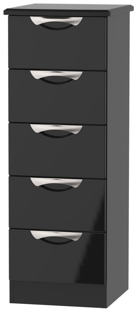 Camden Black Gloss 5 Drawer Narrow Chest