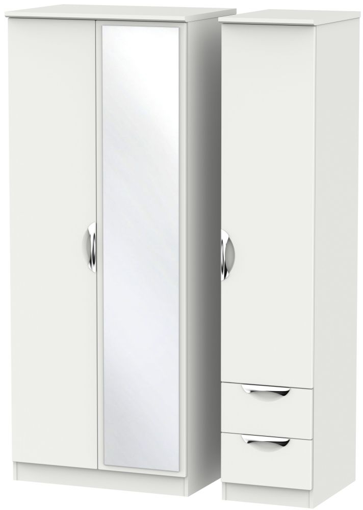 Camden Grey 3 Door Combi Wardrobe - 1 Mirror and RHF 2 Drawers
