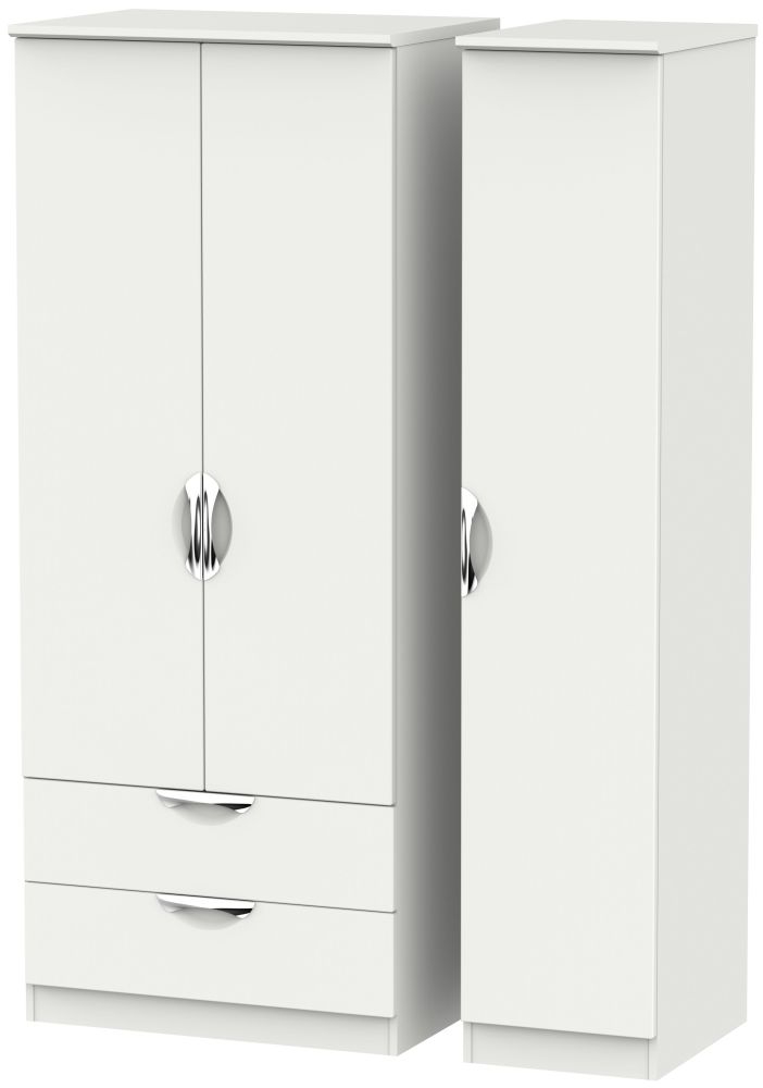 Camden Grey 3 Door Triple Wardrobe - LHF 2 Drawers
