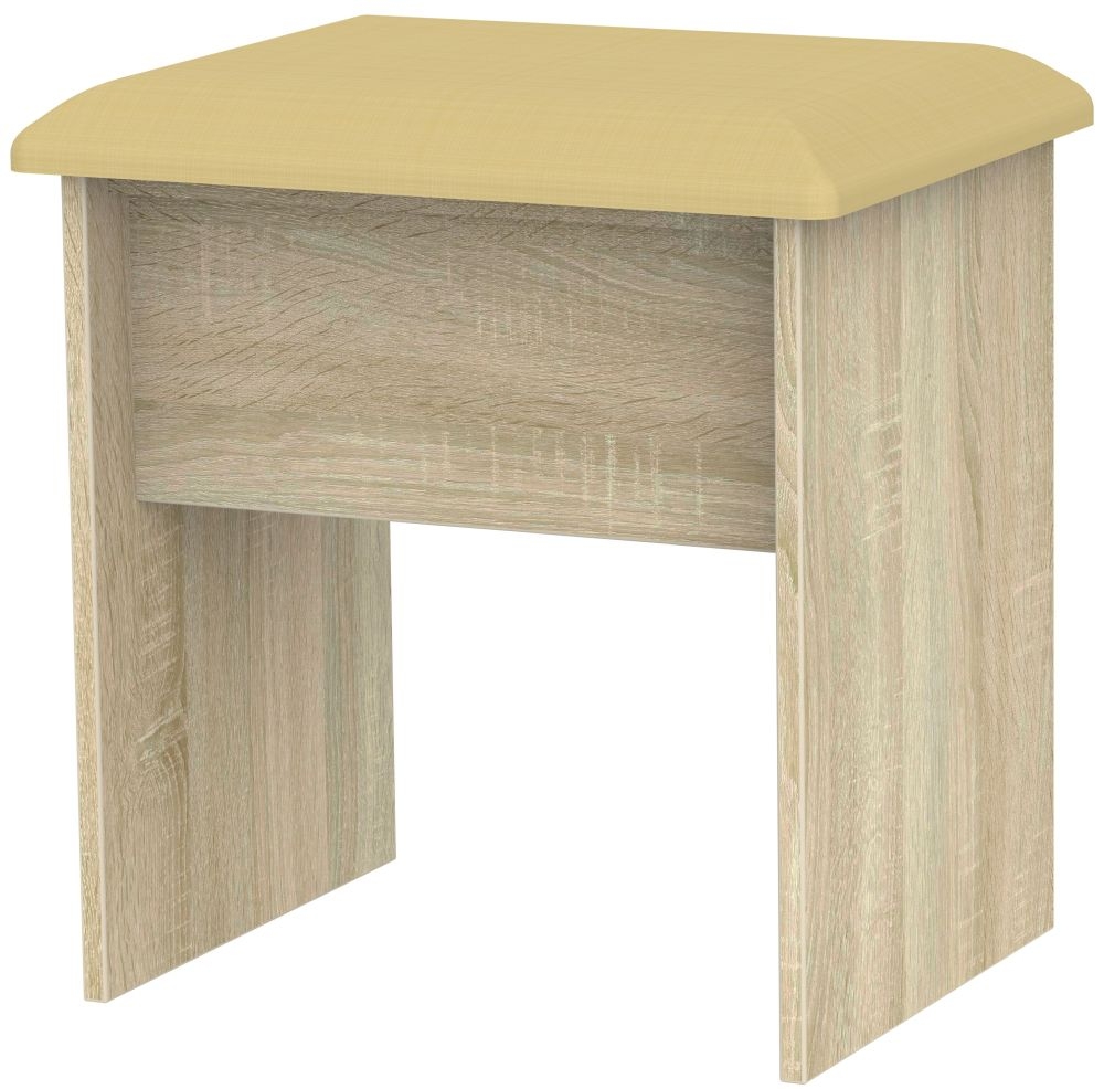 Contrast Oak Effect Padded Dressing Stool