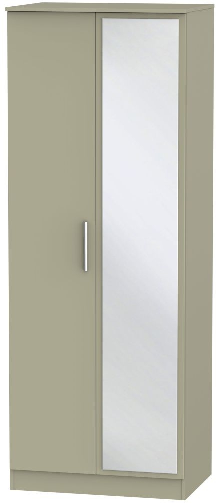 Contrast Mushroom 2 Door Tall Wardrobe - 1 Mirror