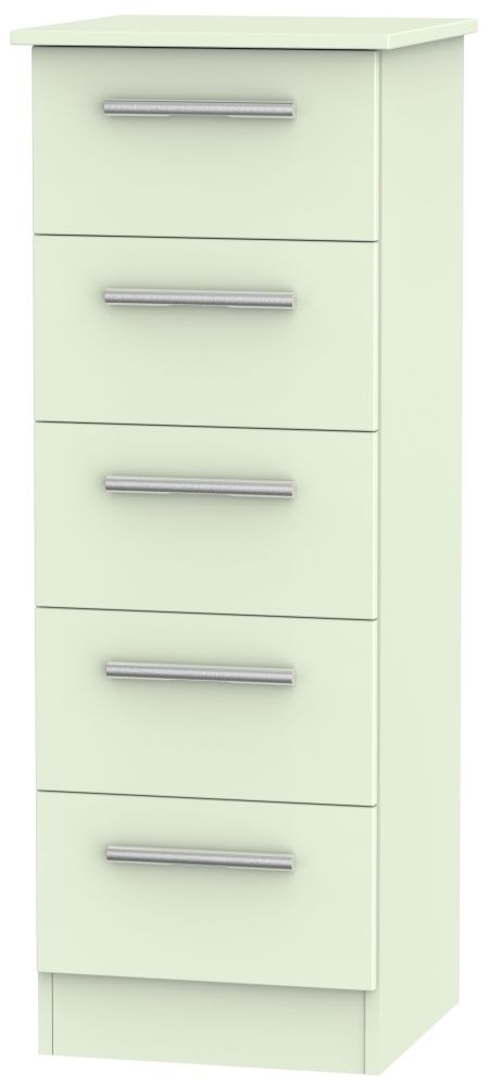 Contrast Cream 5 Drawer Narrow Chest
