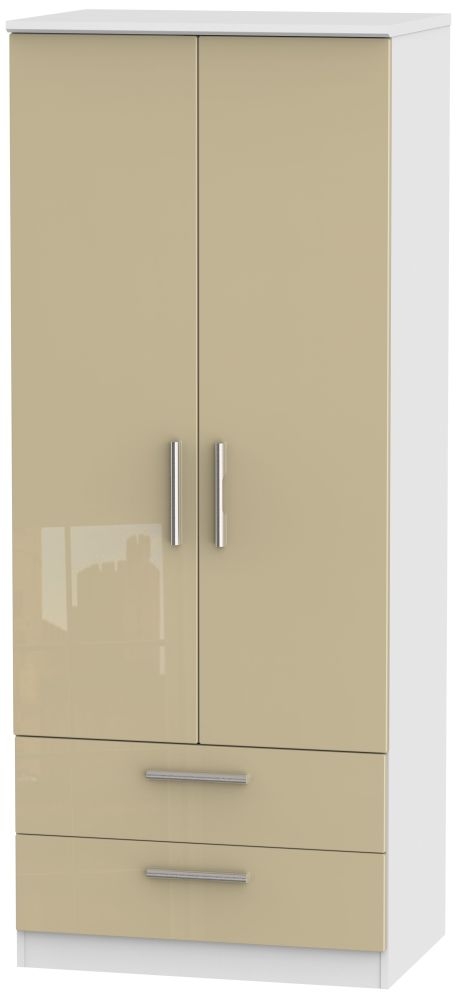 Knightsbridge Mushroom and White 2 Door 2 Drawer Double Wardrobe