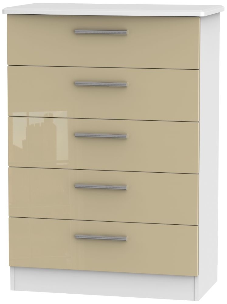 Knightsbridge Mushroom and White 5 Drawer Chest