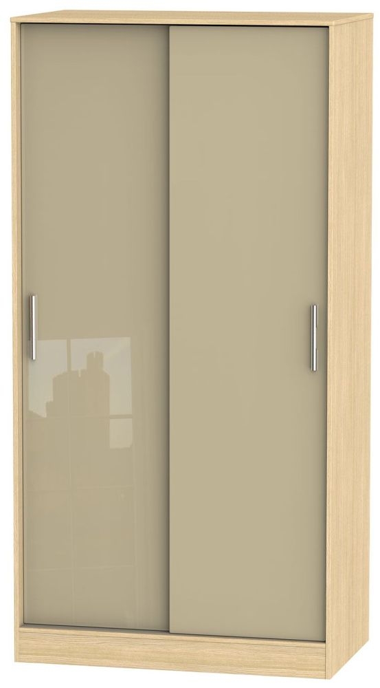 Knightsbridge Mushroom and Light Oak 2 Door Sliding Wardrobe