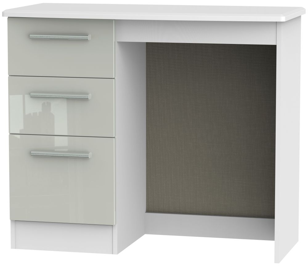Knightsbridge Cashmere Gloss and White 3 Drawer Single Dressing Table