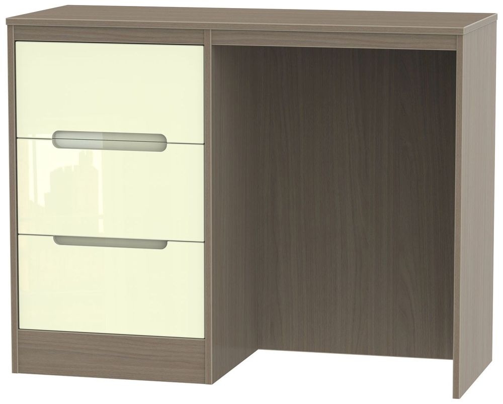 Monaco Cream Gloss and Toronto Walnut 3 Drawer Single Dressing Table