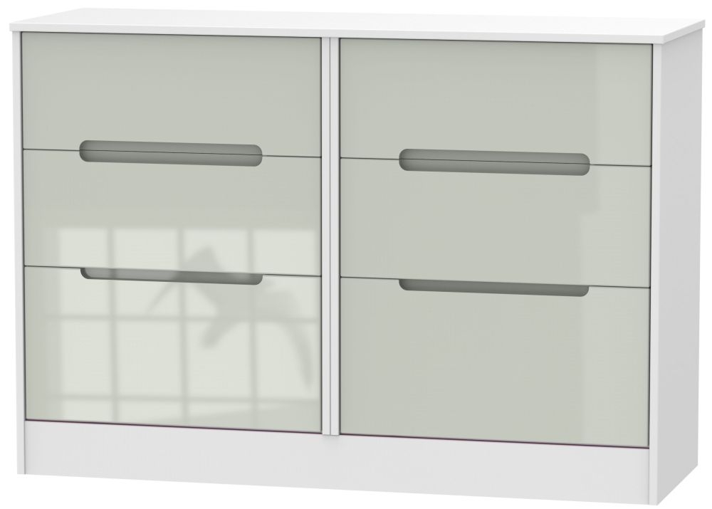 Monaco Gloss Cashmere and White 6 Drawer Midi Chest