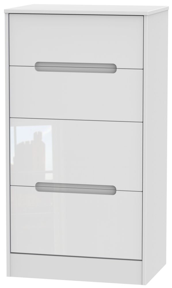 Monaco White Gloss 4 Drawer Deep Midi Chest