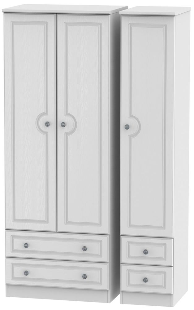 Pembroke White 3 Door Tall Triple Wardrobe - 4 Drawers