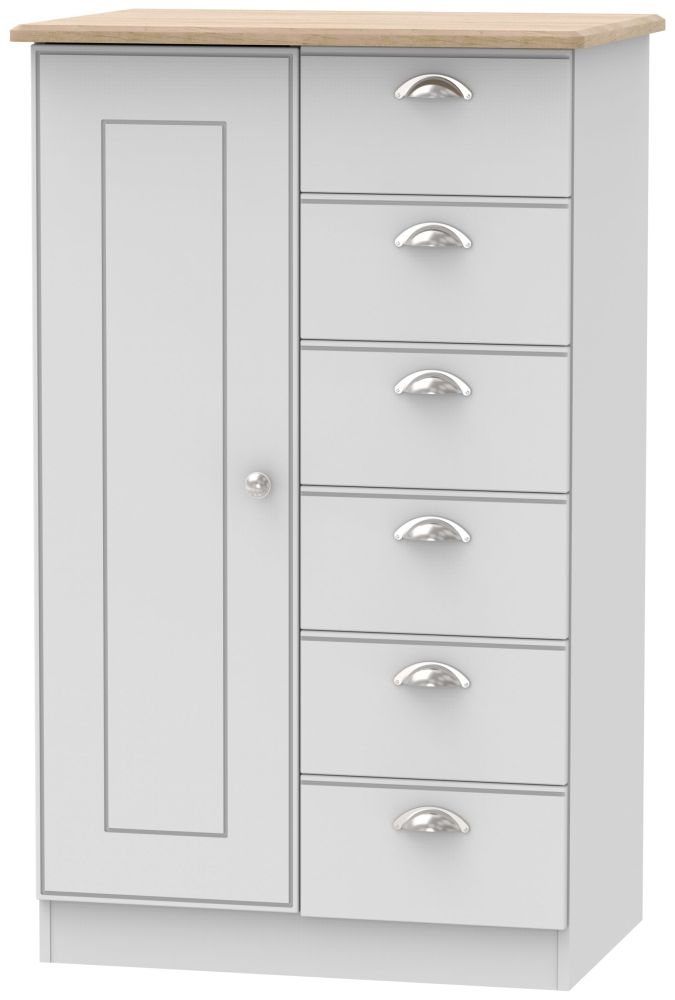 Victoria Grey and Riviera Oak 1 Door Childern Wardrobe
