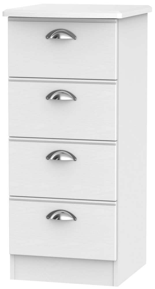 Victoria White 4 Drawer Narrow Chest