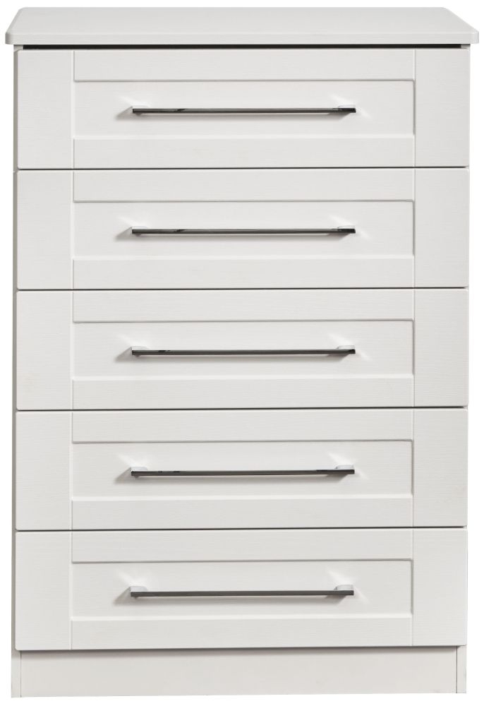 York White 5 Drawer Chest