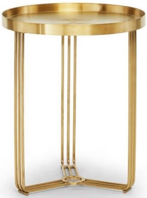 Product photograph of Gillmore Space Finn Brass Brushed Round Side Table from Choice Furniture Superstore