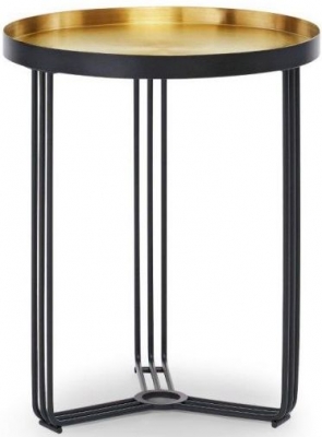 Product photograph of Gillmore Space Finn Brass Brushed And Black Matt Round Side Table from Choice Furniture Superstore