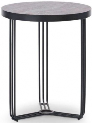 Product photograph of Gillmore Space Finn Dark Stone Laminate And Black Matt Round Side Table from Choice Furniture Superstore