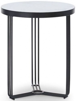 Product photograph of Gillmore Space Finn White Marble And Black Matt Round Side Table from Choice Furniture Superstore