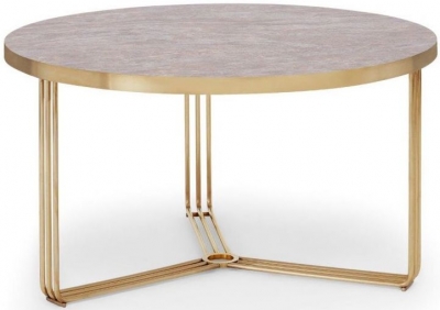 Product photograph of Finn Dark Stone And Brass Metal Round Coffee Table from Choice Furniture Superstore