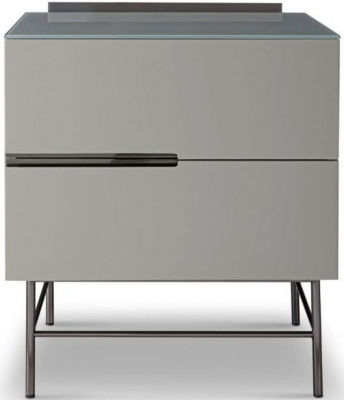 Product photograph of Alberto Grey And Chrome Metal 2 Drawer Bedside Cabinet from Choice Furniture Superstore