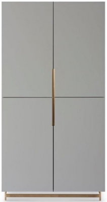 Product photograph of Alberto Grey And Brass Metal 2 Door Wardrobe from Choice Furniture Superstore