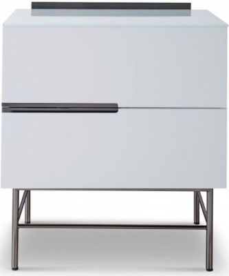 Product photograph of Alberto White And Chrome Metal 2 Drawer Bedside Cabinet from Choice Furniture Superstore