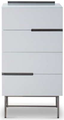 Product photograph of Alberto White And Chrome Metal 4 Drawer Narrow Chest from Choice Furniture Superstore