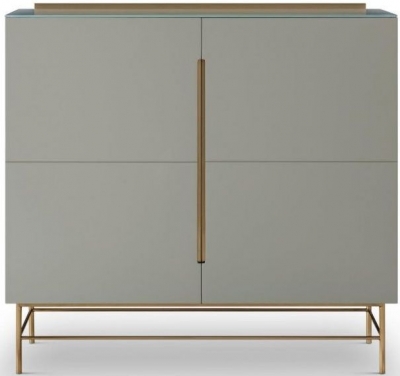 Product photograph of Alberto Grey And Brass Metal 2 Door Small Sideboard - 110cm from Choice Furniture Superstore