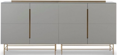 Product photograph of Gillmore Space Alberto Grey Matt Lacquer And Brass Brushed 4 Door High Sideboard from Choice Furniture Superstore