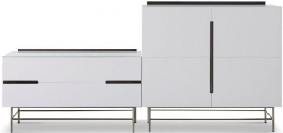 Product photograph of Alberto White And Chrome Metal Combo Sideboard from Choice Furniture Superstore