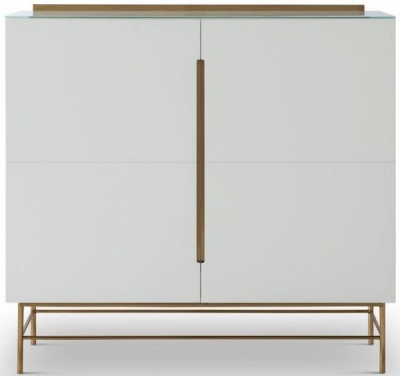 Product photograph of Alberto White And Brass Metal 2 Door Small Sideboard - 110cm from Choice Furniture Superstore
