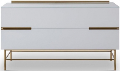 Product photograph of Alberto White And Brass Metal Low Sideboard - 110cm from Choice Furniture Superstore