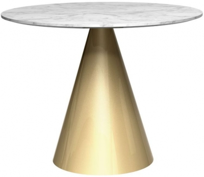 Product photograph of Gillmore Space Oscar 80cm Small Round Dining Table With Brass Brushed Conical Base - 2 Seater from Choice Furniture Superstore