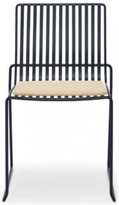 Product photograph of Gillmore Space Finn Natural Woven Fabric And Black Matt Stacking Dining Chair Sold In Pairs from Choice Furniture Superstore