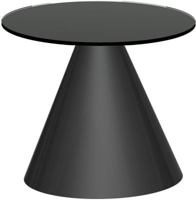 Product photograph of Gillmore Space Oscar Black Glass Small Round Side Table With Black Conical Base from Choice Furniture Superstore