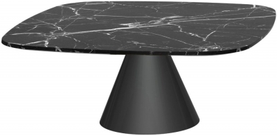 Product photograph of Gillmore Space Oscar Black Marble Small Square Coffee Table With Black Conical Base from Choice Furniture Superstore