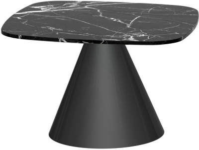 Product photograph of Gillmore Space Oscar Black Marble Small Square Side Table With Black Conical Base from Choice Furniture Superstore